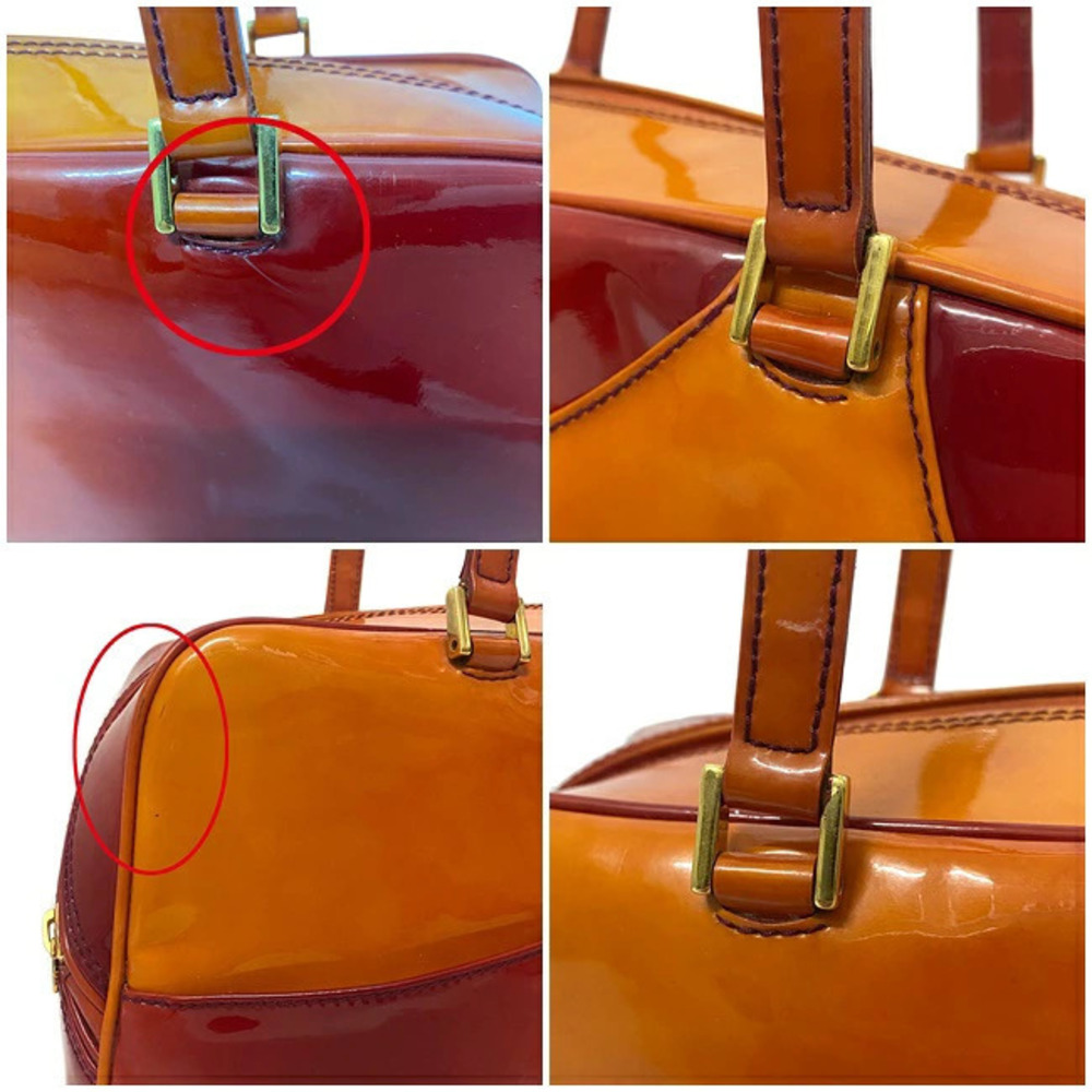 Dior Boston Vernis Bag Christian Orange Zipper Red Enamel Gradient Patent - Picture 5 of 10